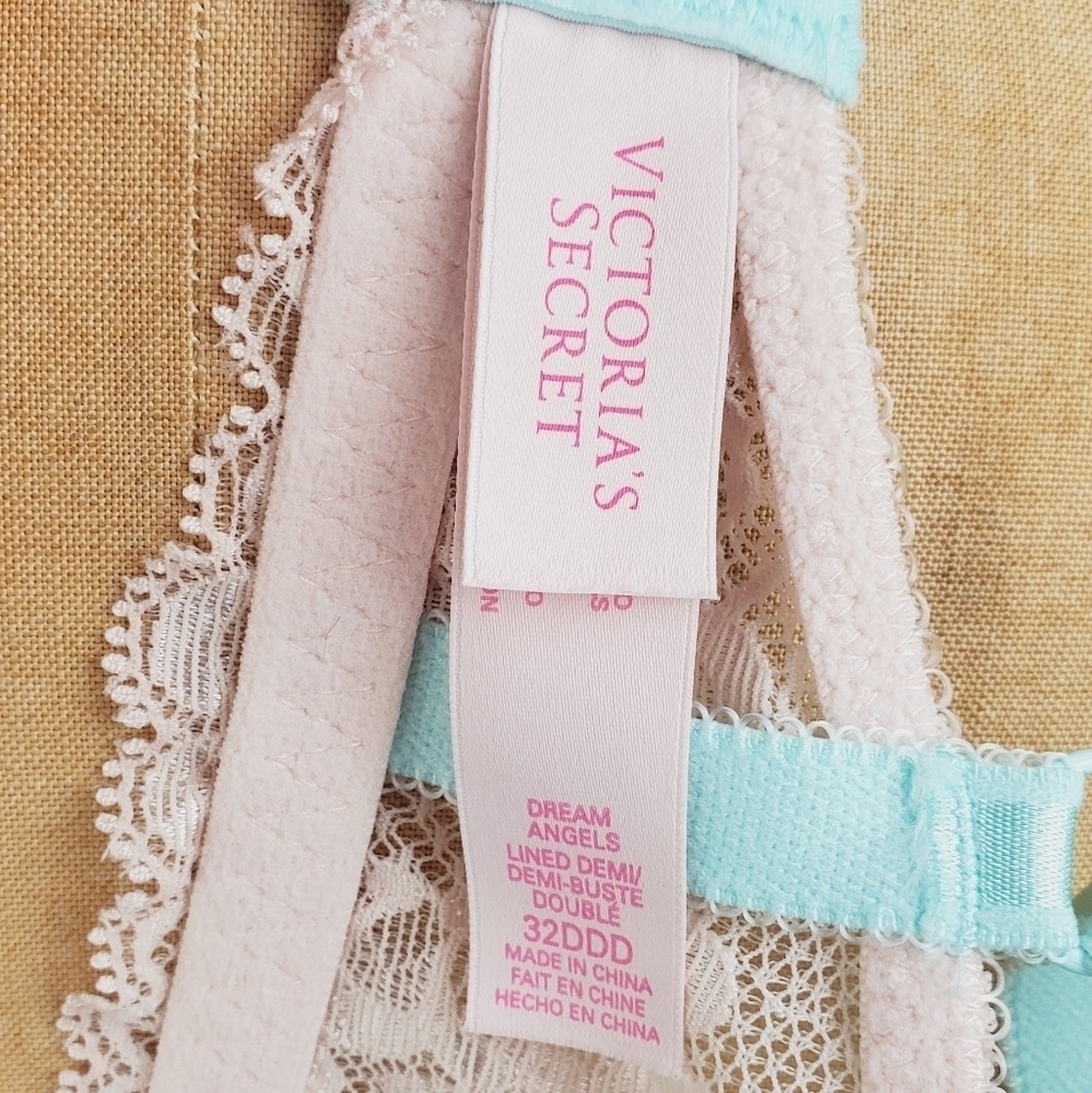 VICTORIA'S Secret Angels Lined Demi Bra Blue and White 32DDD - Picture 4 of 5